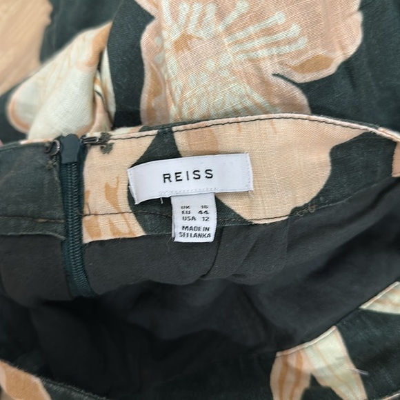 Reiss Jackson Floral Print High Rise Midi Skirt Green Tropical Resortwear Yellow - Picture 16 of 16